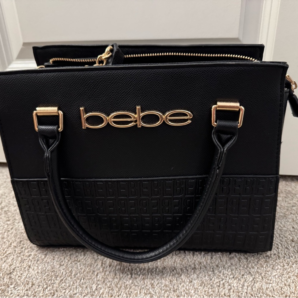 Bebe Black and Gold Satchel